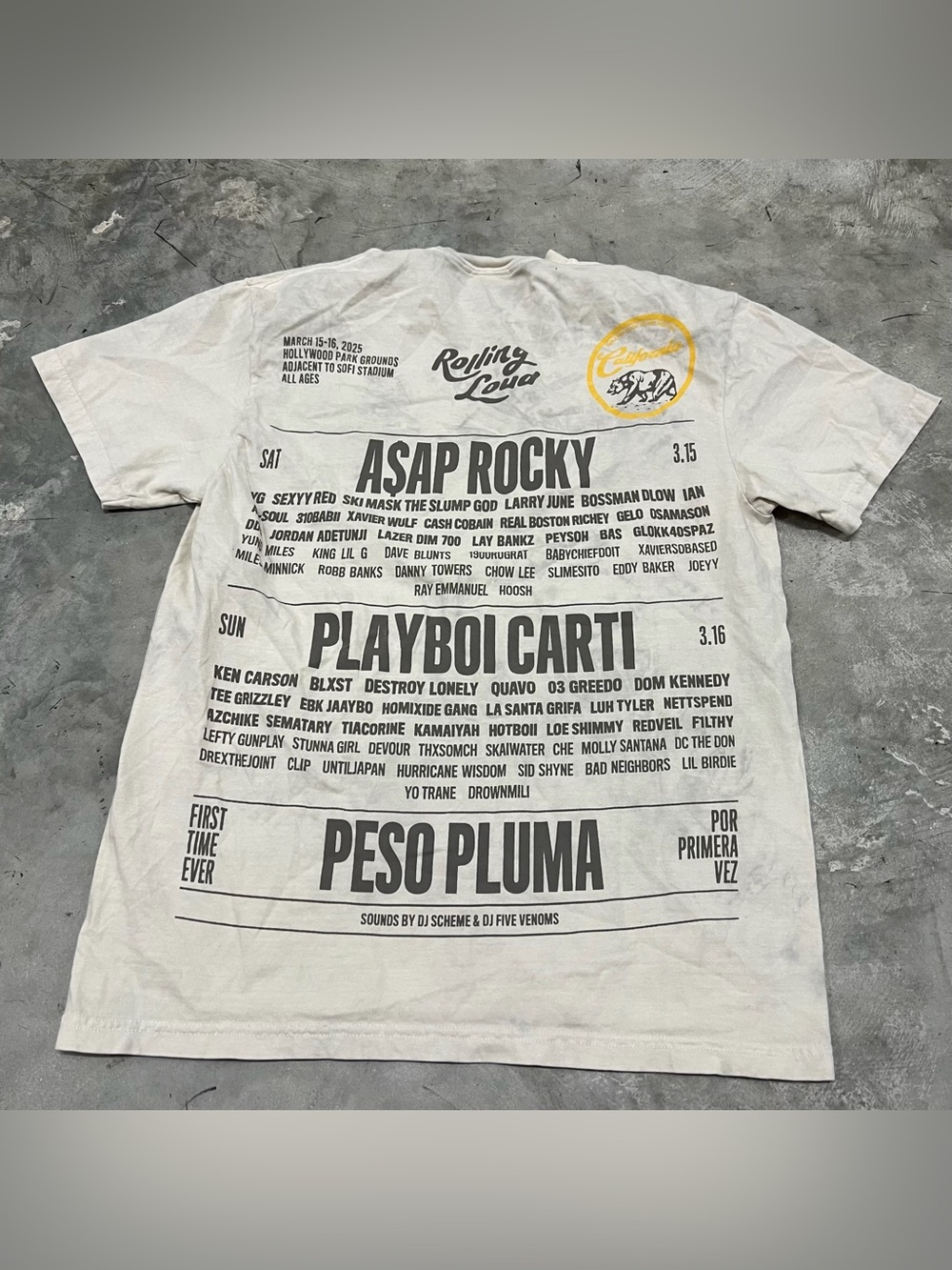 Rolling Loud Tour 2025 California Lineup Tee - Size Medium Read Description
